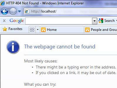 HTTP 404 Error page